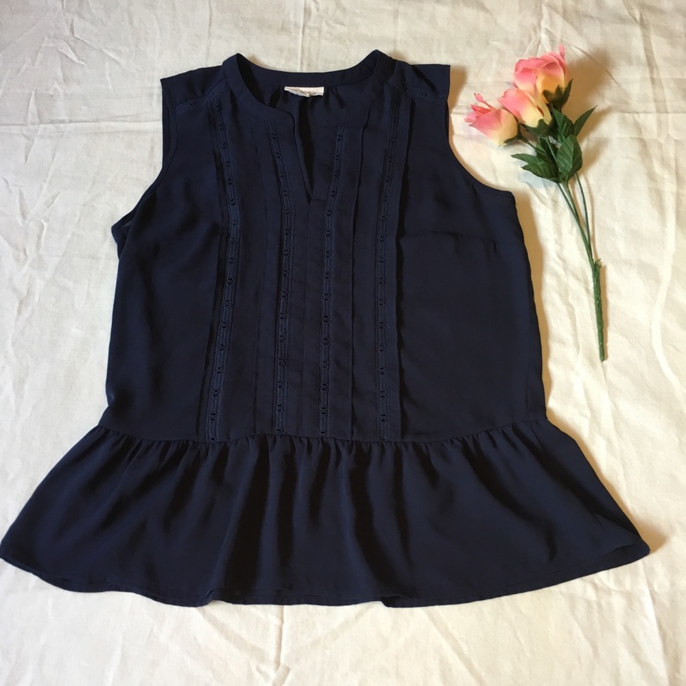 Maison Jules Women Top, Peplum Blouse, Size S